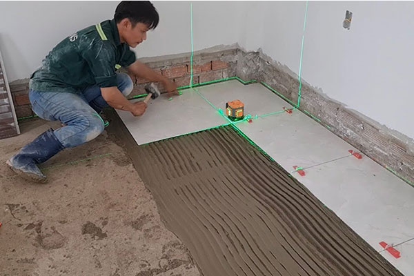 Cách lát gạch nền nhà bằng máy cân bằng laser chi tiết